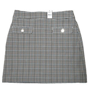 Loft Brown Plaid Skirt with Buttoned Flap Pockets - Size 4, New With Tag lmk
